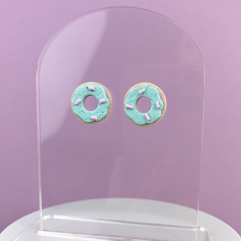 Sprinkle Donut Design Handmade Polymer Clay Stud Earrings Lightweight